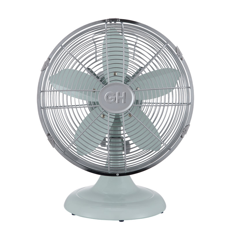 Good Housekeeping's All-Metal 12" Retro Desk Office Table Fan with Wide Oscillation, 3-Speed Settings & Carrying Handle (Multiple Finishes Available)