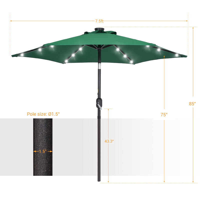 Parasol de marché lumineux 90 po Davinna, Vert foncé