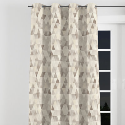Rideaux géométriques à motif de triangles beiges gris à motif géométrique - 1 panneau