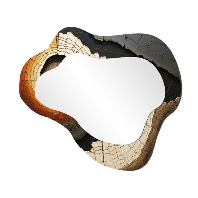 Vessela Beige Quartz Mystery Collage - Stone Geode Cloud Unique Wall Mirror, Traditional Asymmetrical Mirror, Printed Metal Art