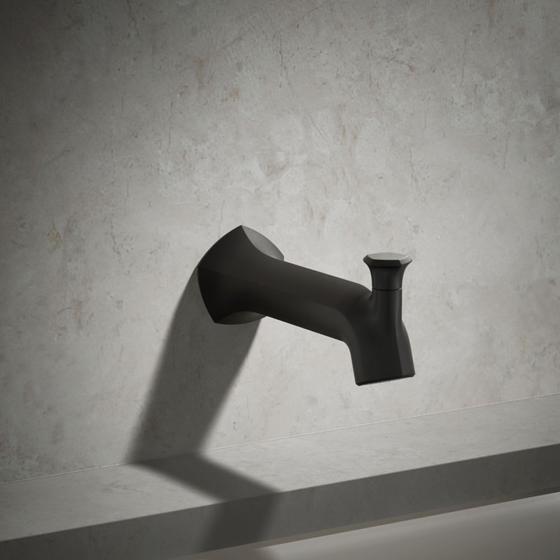 Wall-Mount 8 In. Diverter Bath Spout With Straight Design, Matte Black