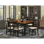 Ensemble de salle à manger 6 pièces comprenant une table rectangulaire avec rallonge papillon, 4 chaises rembourrées en lin et une banquette, 107 x 152 cm, noir-1966029156-1966029158-1966029179