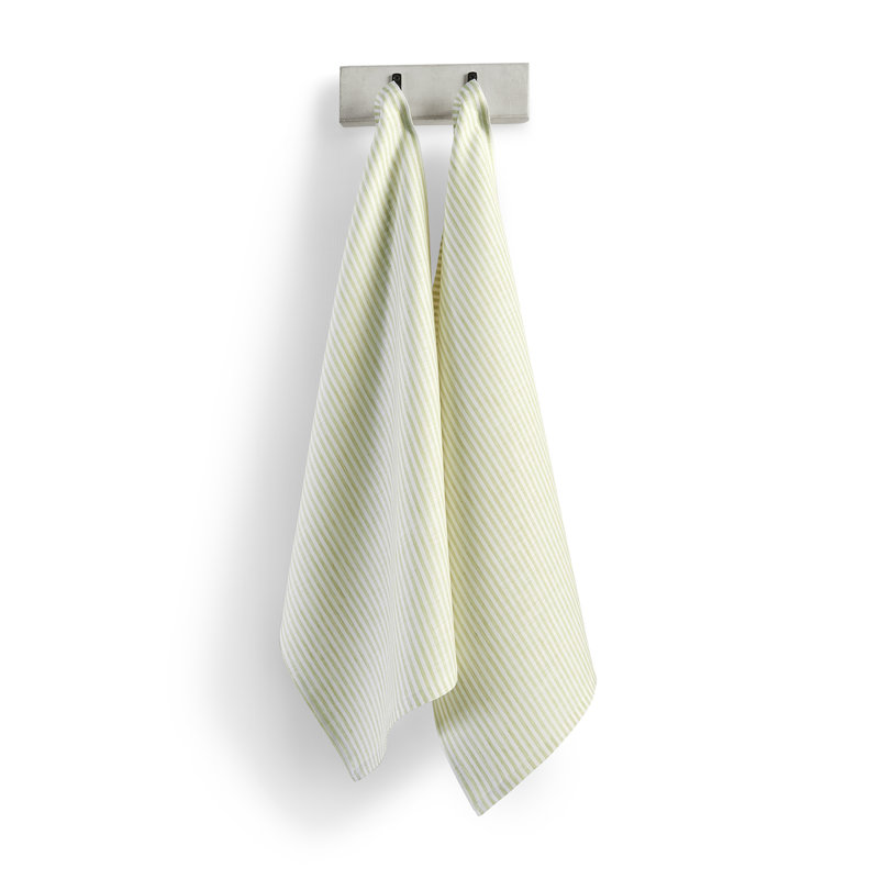 Narrow Striped Linen Kitchen Towel, Sage and White