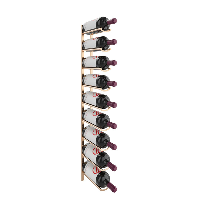 9 Bottle Wall Mounted Wine Bottle Rack, Golden Bronze
