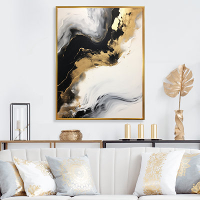«Organic Bliss Minimal Abstract Gold and Black I», reproduction