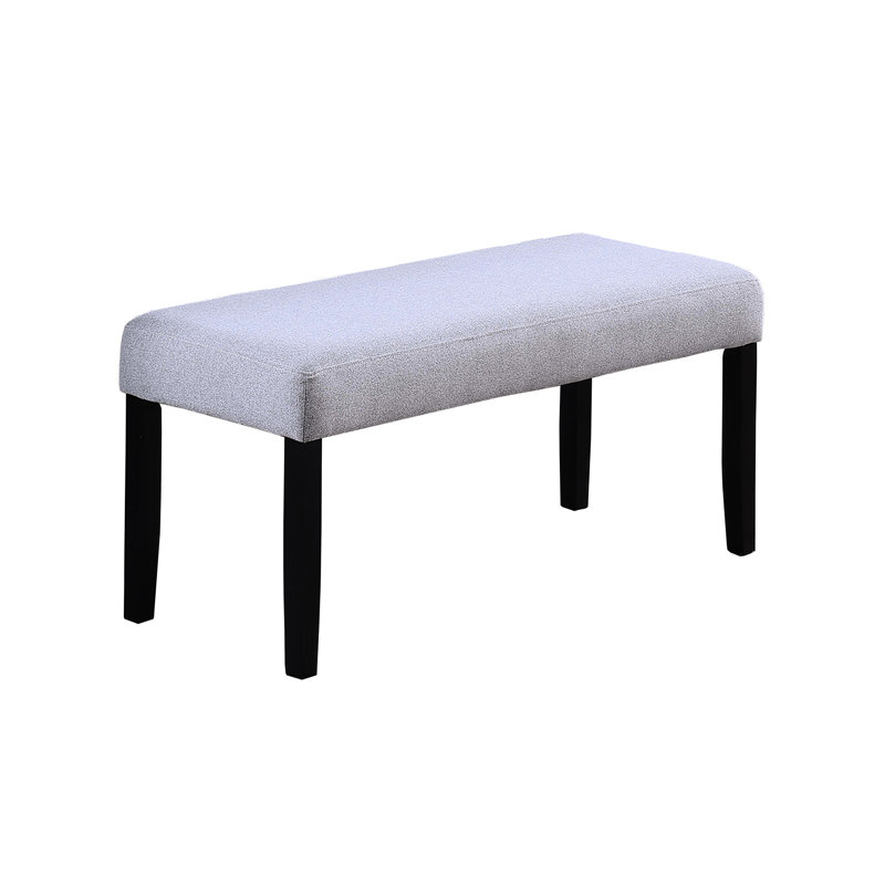 Transitional 1Pc Charcoal Dining Bench, Soft Fabric Wrapped, Rubber Wood Legs, 19" Tall Contemporary Upholstered 16" Width