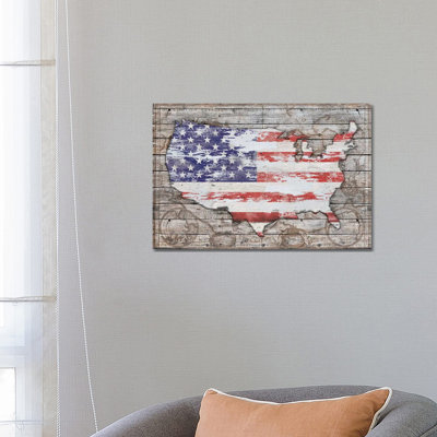 USA Map Old America by Diego Tirigall - Wrapped Canvas Print
