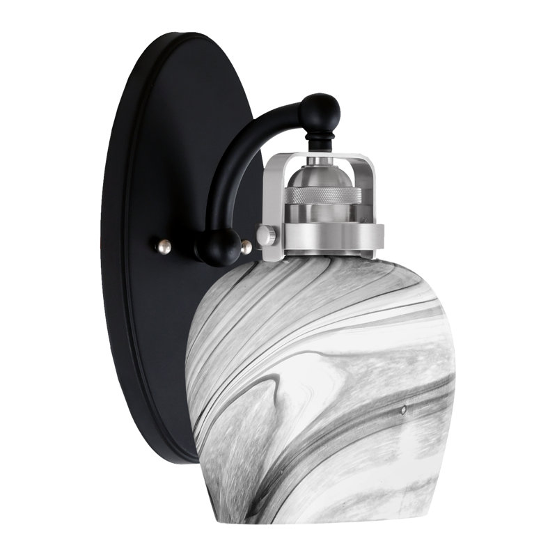 Applique murale Easton avec verre tourbillon onyx 6 po, Noir mat/nickel brossé
