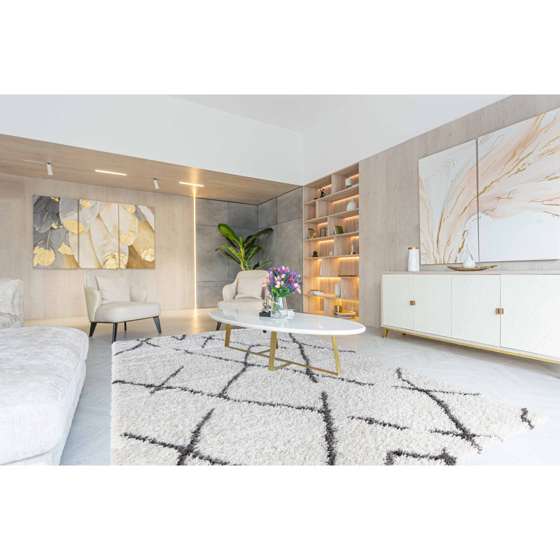 Tevis Geometric Shag Area Rug, Rectangle 160 x 230cm