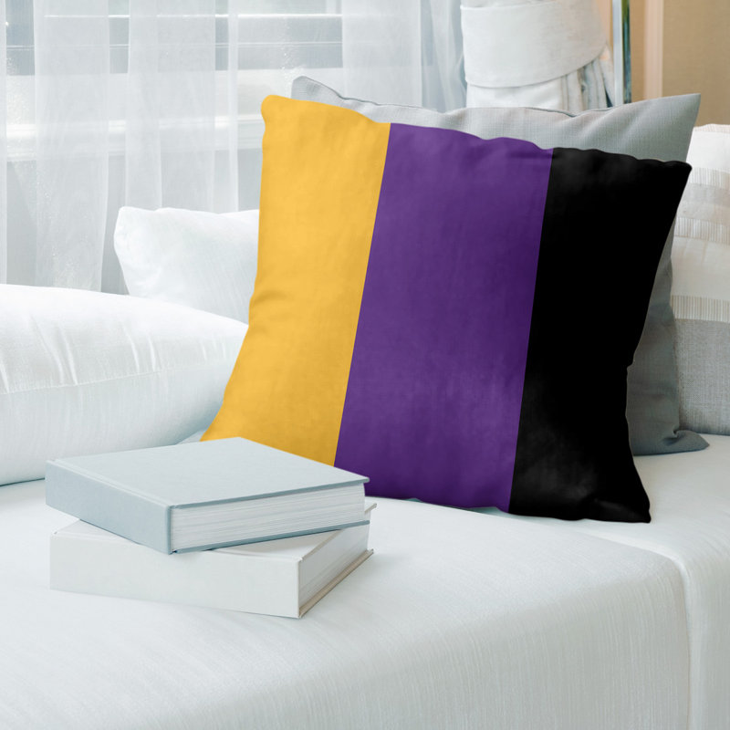 Coussin Los Angeles Los Angeles, 14 po x 14 po, Or / Mauve / Noir, Housse de coussin seulement - sans coussin