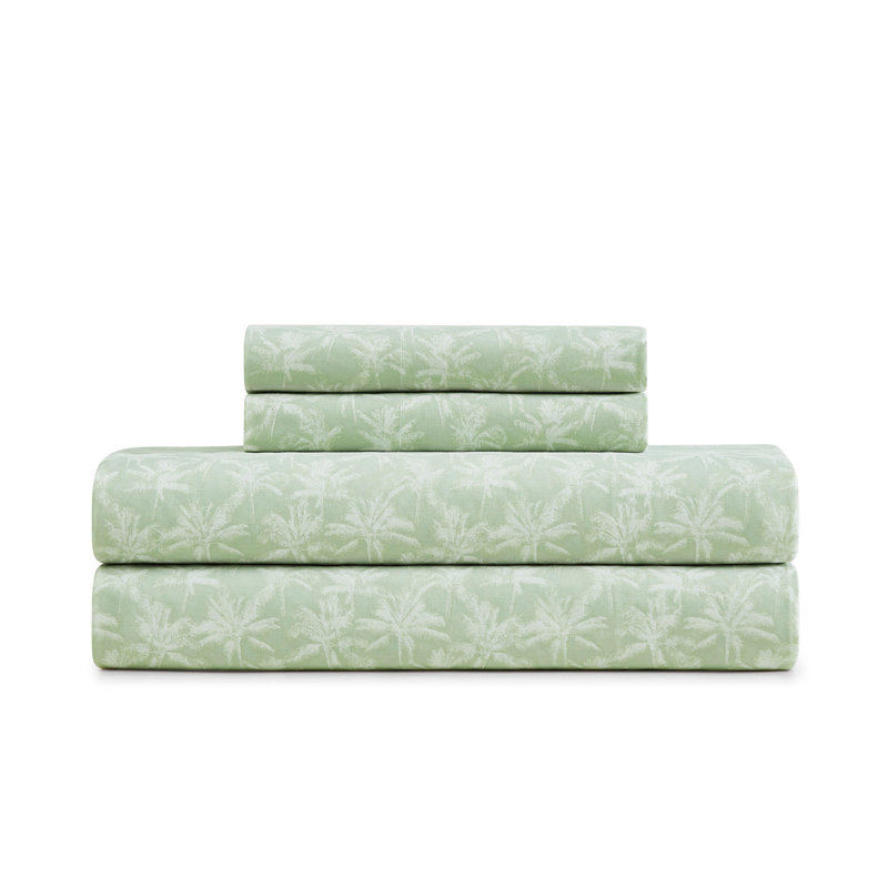 Tommy Bahama Casablanca Garden Shower Curtain, Ensemble de draps pour grand lit avec 2 taies d'or, Vert brise tropique