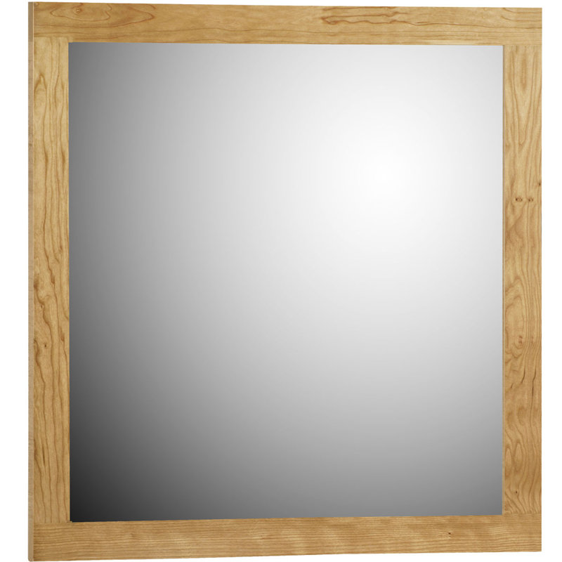 Lysette Wood Flat Wall Mirror, 30'' W x 32'' H, Natural Alder