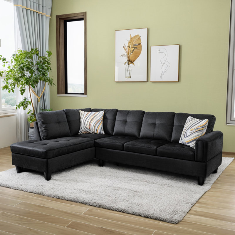 97'' Velvet Modular Settees, Black Velvet