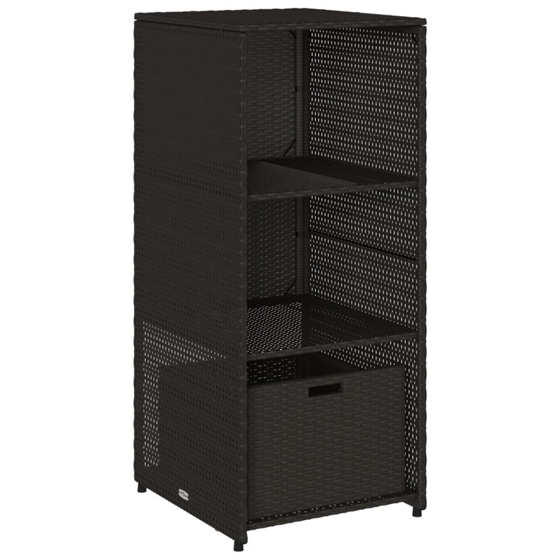 Garden Storage Cabinet 50X55x115 Cm Poly Rattan, Black