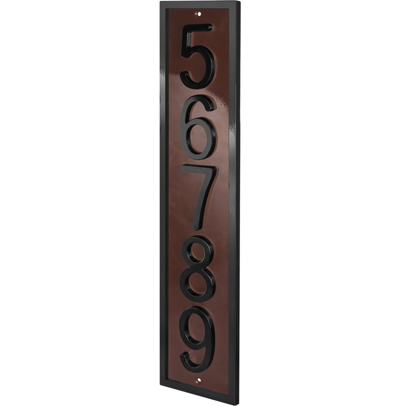 Royal Shade Flush Mount Vertical AFramed Aluminum Address Plaque – Customized 3/4/5-Digit House Numbers for Stylish Indoor and Outdoor Spaces