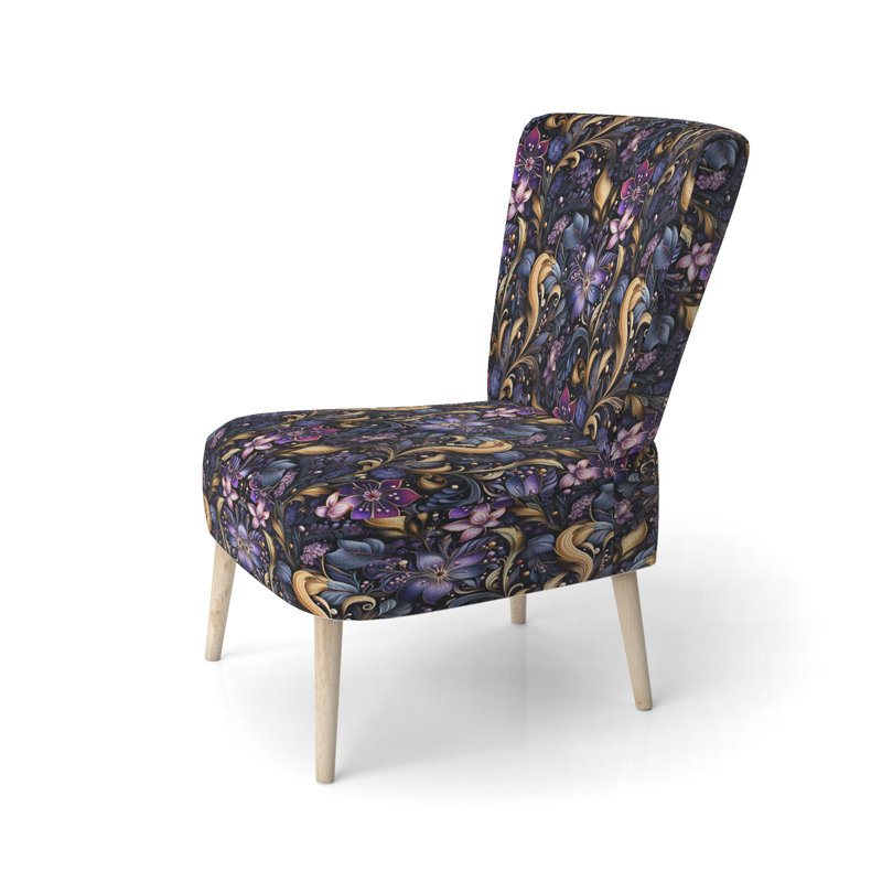 Chaise d'appoint rembourrée romantique romantique bleu et mauve Paisleys