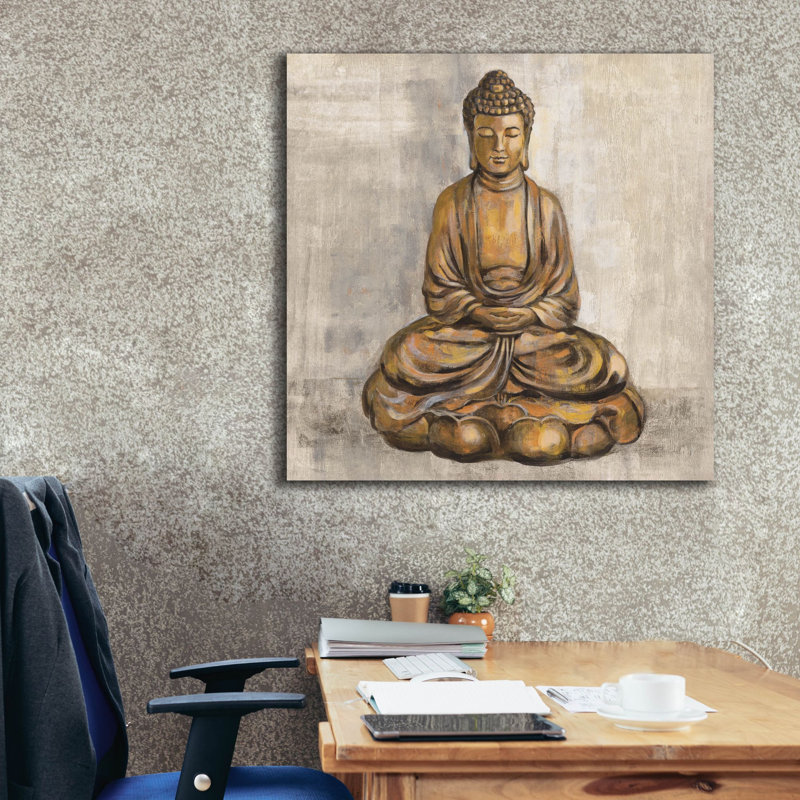 Toile épique Graffiti «Bronze Buddha» par Silvia Vassileva, 37 po x 37 po, H 37 po x l 37 po