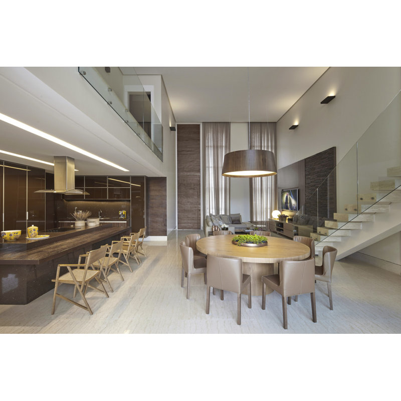 1 - Light LED Pendant, American Walnut, 13.65" H x 29.25" W x 29.25" D