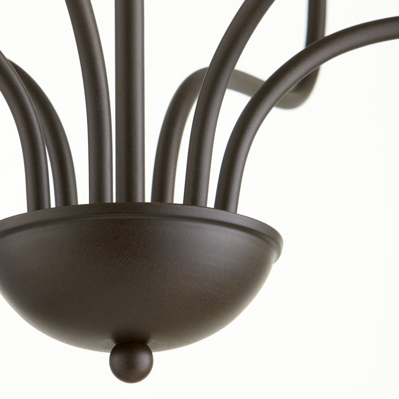 Lustre classique à 6 lumières avec abat-jour, Bronze huilé, Blanc