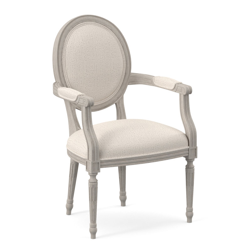 Chaise avec accoudoirs en tissu Dauphin, Bisque, Ivoire de Venise