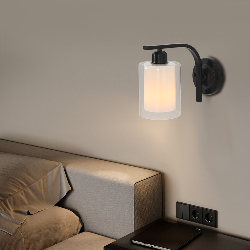 Modern Bedside Wall Sconce Minimalist Wall Light Fixture for Bedroom, Living Room, E27 Socket (Bulb Not Included)