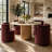 Velvet Upholstered Rolling Dining Chairs with Wheels-1733268951