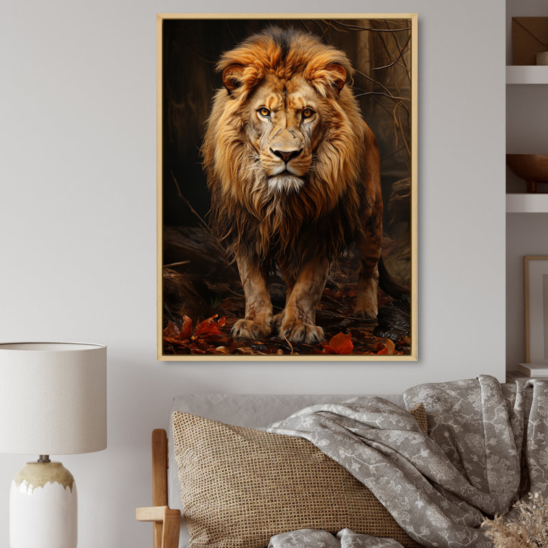 «Lion Realistic Wilderness Realistic I» sur toile, H 40 po x l 30 po x P 1,5 po, Cadre naturel flottant