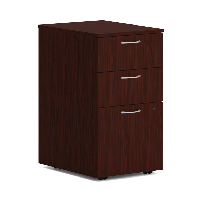 HON MOD Mobile Pedestal, 2 Box / 1 File Drawer, 15"W x 20"D x 28"H, Traditional Mahogany, Traditional Mahogany