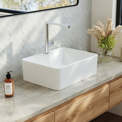 Belfry Bathroom 400mm L x 300mm W Chrome Ceramic Rectangular Sink