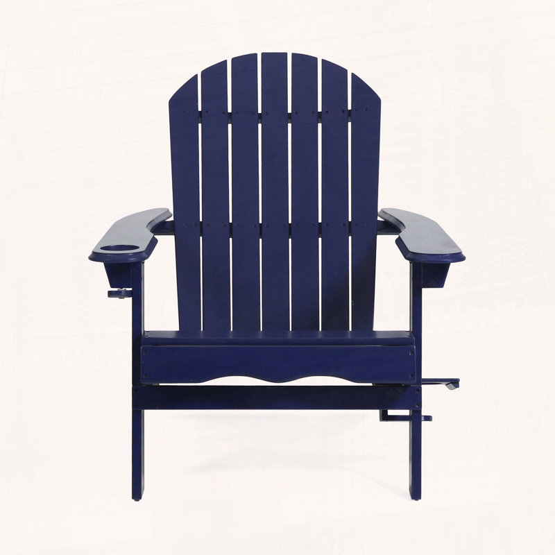 Chaise Adirondack pliante avec porte-gobelets - Style rustique, portable et confortable pour la terrasse ou la piscine, Bleu
