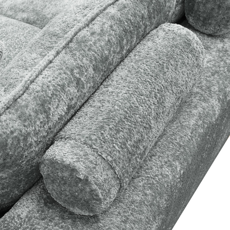 Canapé modulaire en forme de L 107 po avec repose-pieds mobile et coussins pour le salon, Grey Boucle