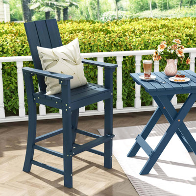 Tall Adirondack Chair With Ergonomic Backrest Armrests & Footrest For Backyard by Winston Porter