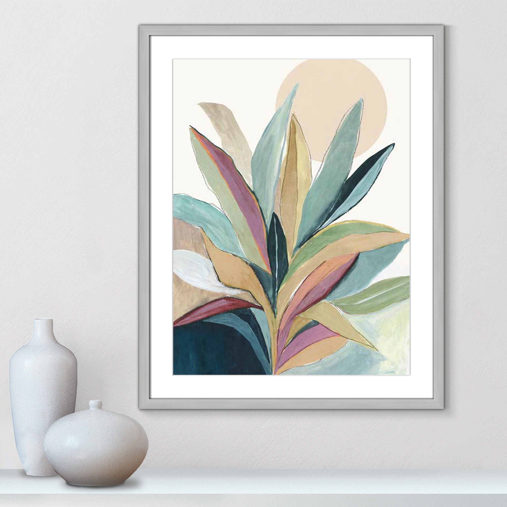 Sherbrooke Sunny Bright Leaves I by Asia Jensen Print, Silver Single Picture Frame, Yes, 29.5" H x 23.5" W x 2" D