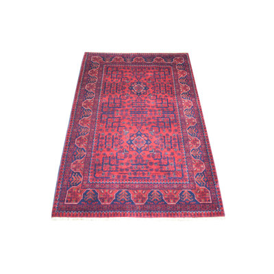 3'5" x 4'10" New Hand Knotted Red Wool Rectangle Oriental Rug - MOA10271810