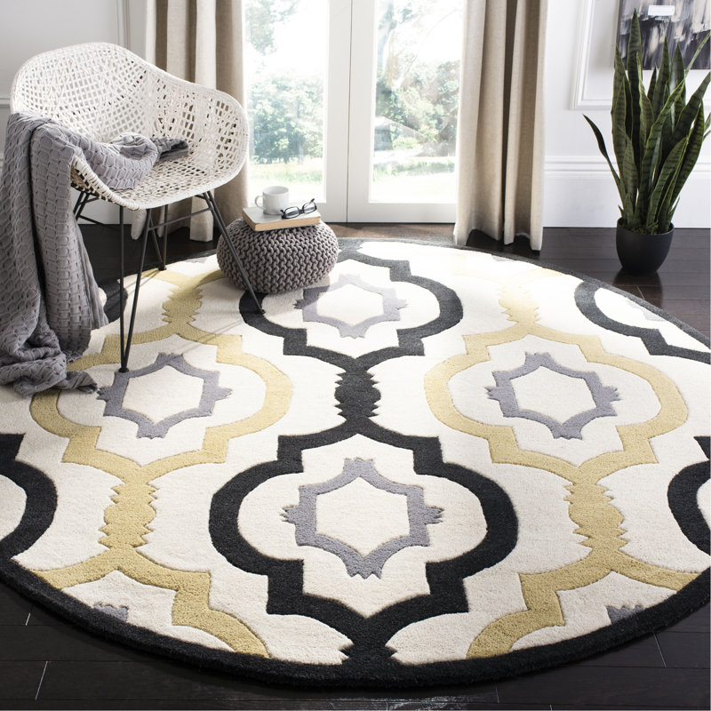 Tapis en laine touffeté à la main Carolene, Rond 3 pi