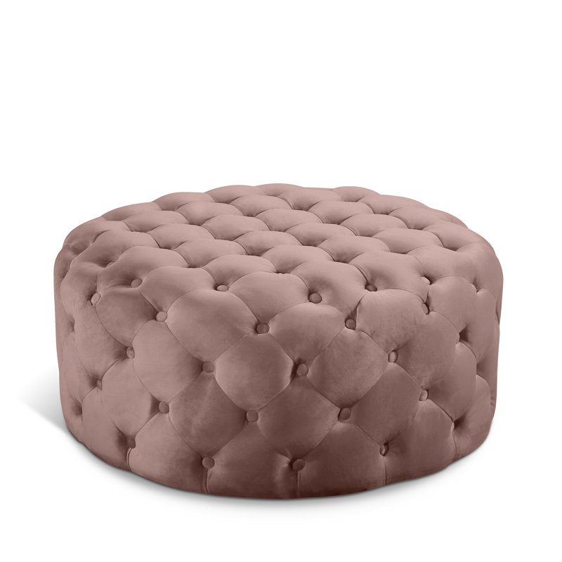 Repose-pieds rond 36 po Plattsburgh, Velours rose