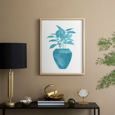 «Watercolor House Plant», reproduction encadrée en bois massif