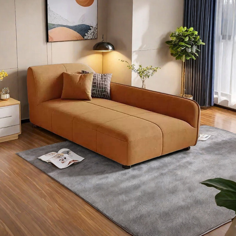 Méridiennes modernes et simples en flanelle, Orange, Orienté à gauche (vu de face)