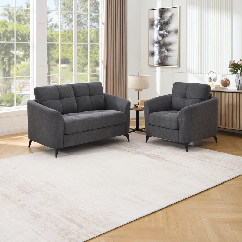 Rozalin 3 Seater Linen Sofa, Grey