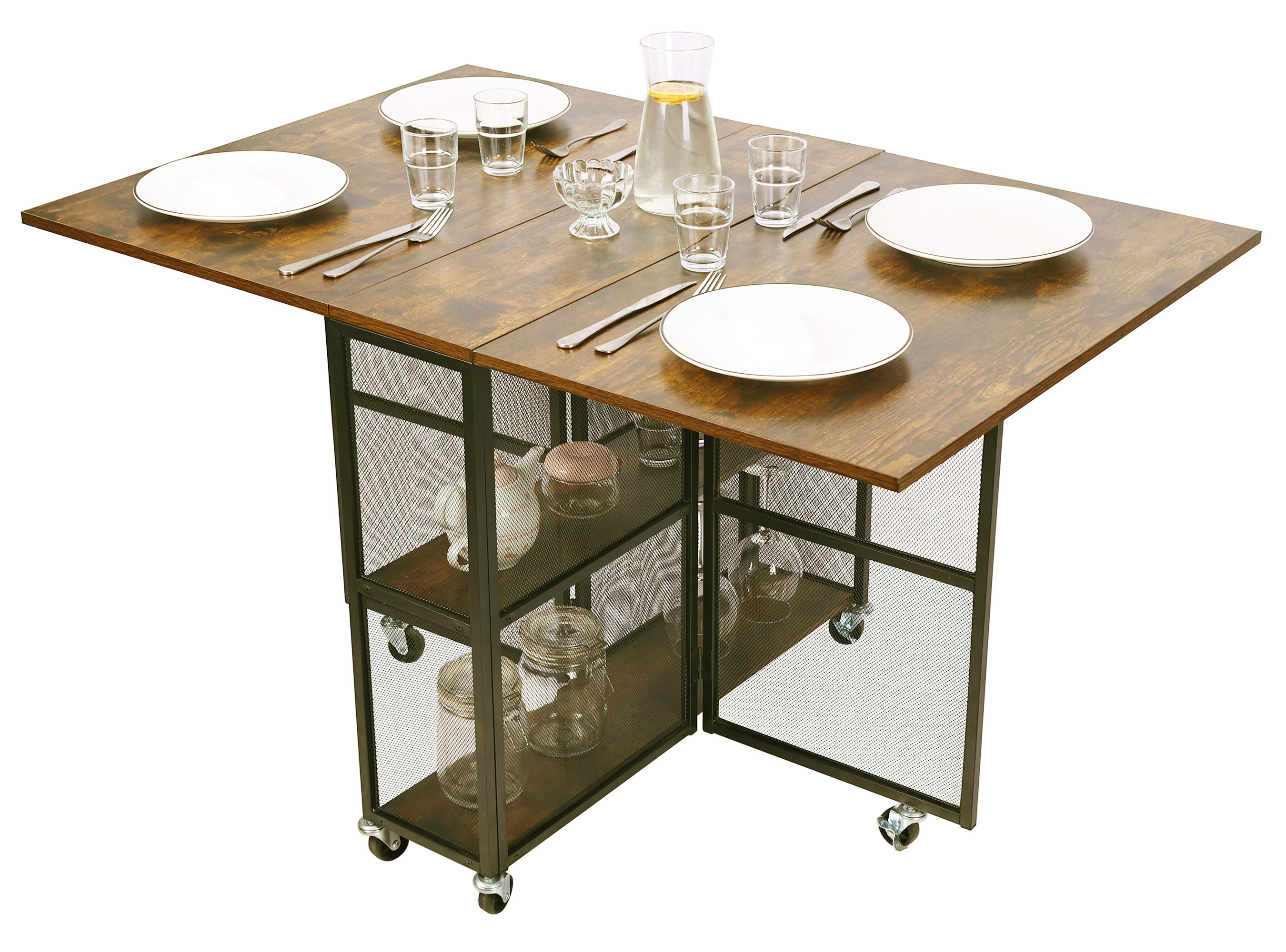 Looife 47.24'' Folding Table, Collapsible Transformer Dinner Table with ...