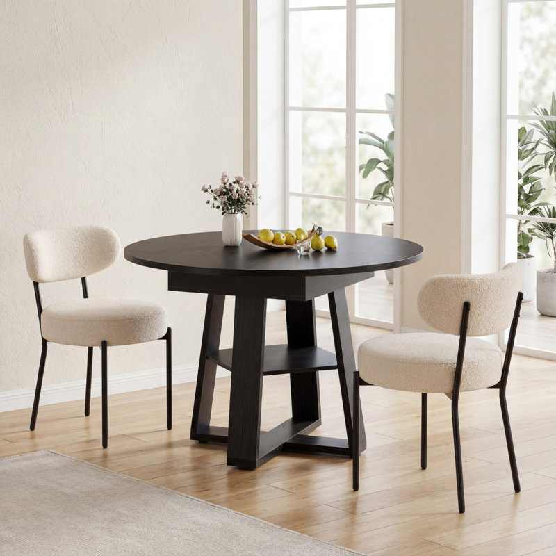 Table de salle à manger extensible et chaises, table de cuisine moderne avec sièges, Brun, Beige