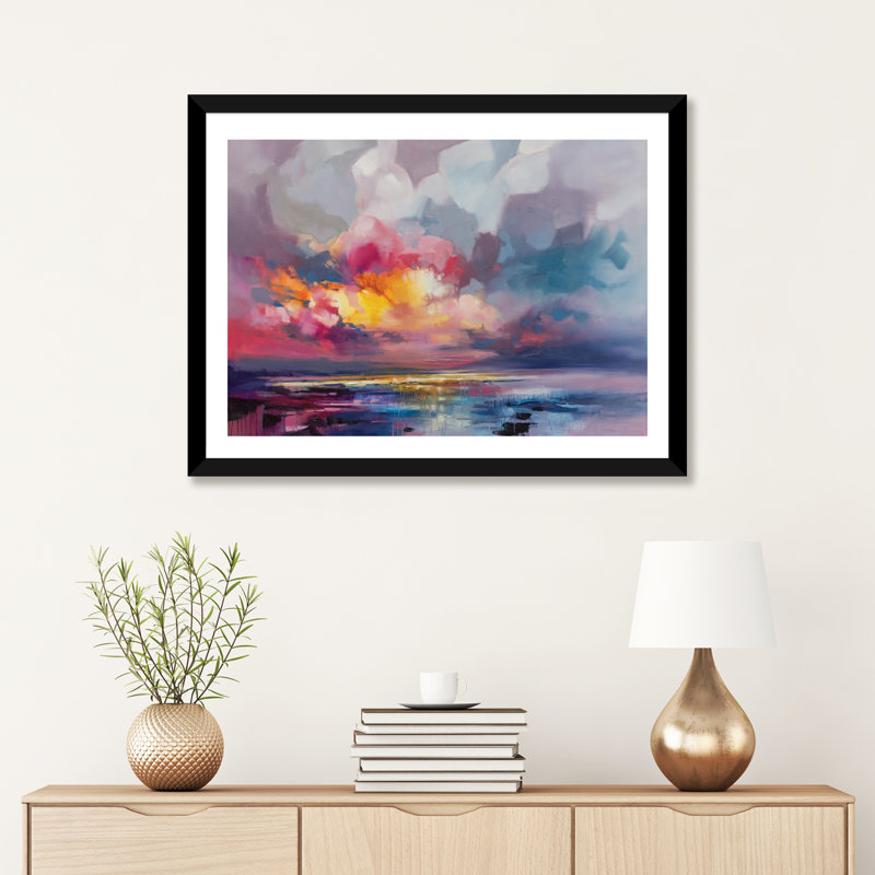 « deplacement » par scott naismith-reproduction d’art, H 16 po x l 24 po x P 1 po, Papier avec cadre noir