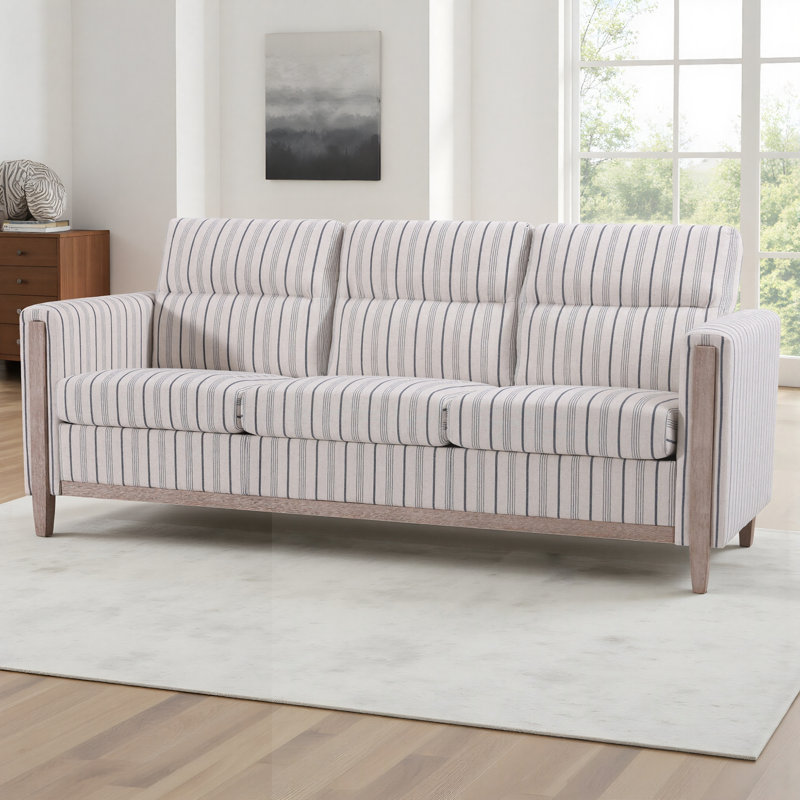 Canapé confortable en bois massif à trois places - Coussins moelleux, durables et durables, canapé de 79,5 po pour le salon