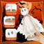 3 pièces décorations d'Halloween fantôme d'Halloween d'intérieur primitif sur un support en bois fantôme fantasmagorique plateau à plusieurs niveaux pièce maîtresse de table rustique pour bureau à domicile Tablette de cheminée (beige)