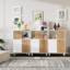Buffet de cuisine avec rangement, armoire de rangement en bois pour salle de bain avec tablette réglable et porte de grange coulissante
