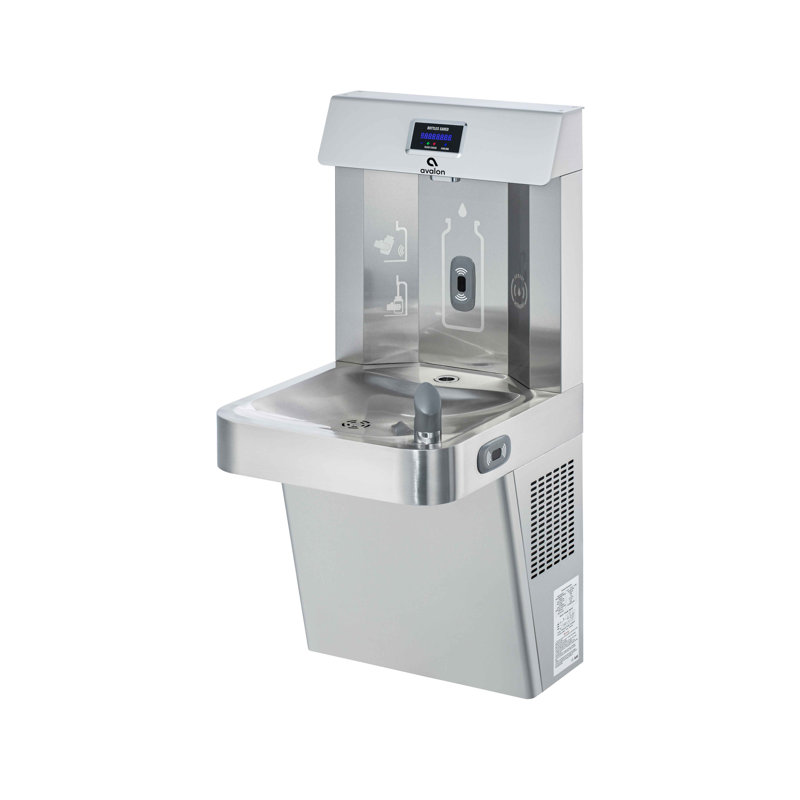 Fontaine murale Avalon avec station de remplissage de bouteilles, refroidissement à grande capacité, distribution de capteurs, auto-nettoyage, affichage numérique du comptoir de bouteilles, double filtration, conforme à l'ADA