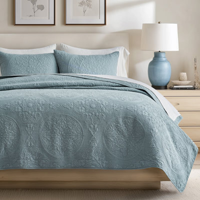 100% Cotton Medallion Stitch Quilt Set