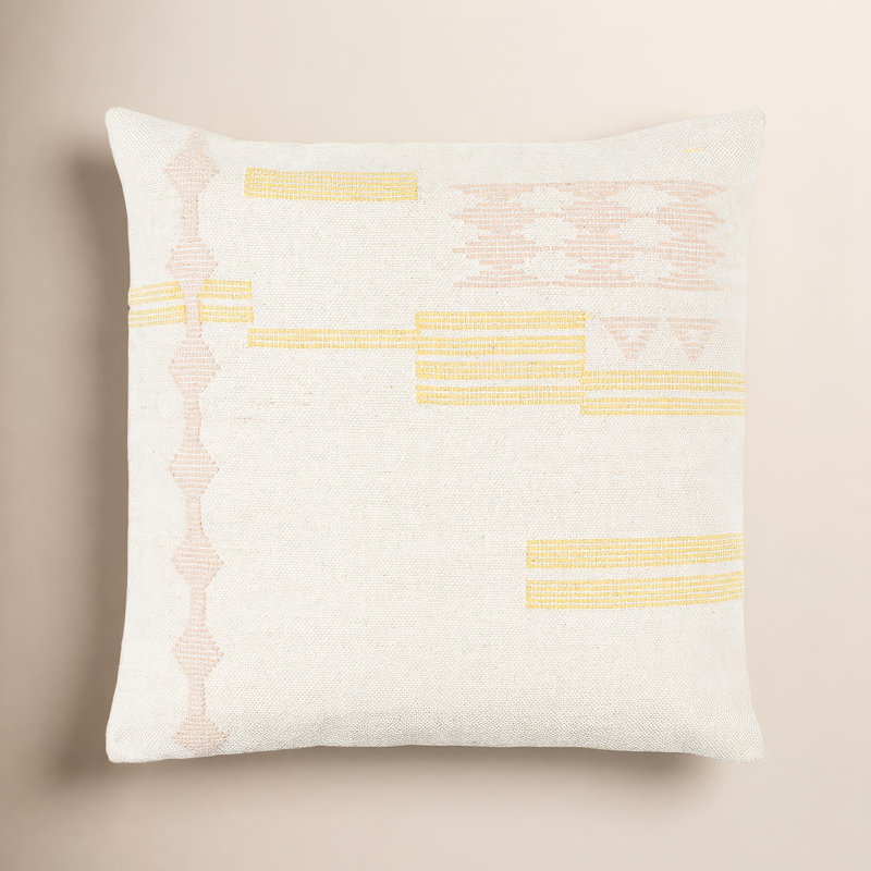 Mariposa Geometric Cotton Throw Pillow, 18" x 18", Down