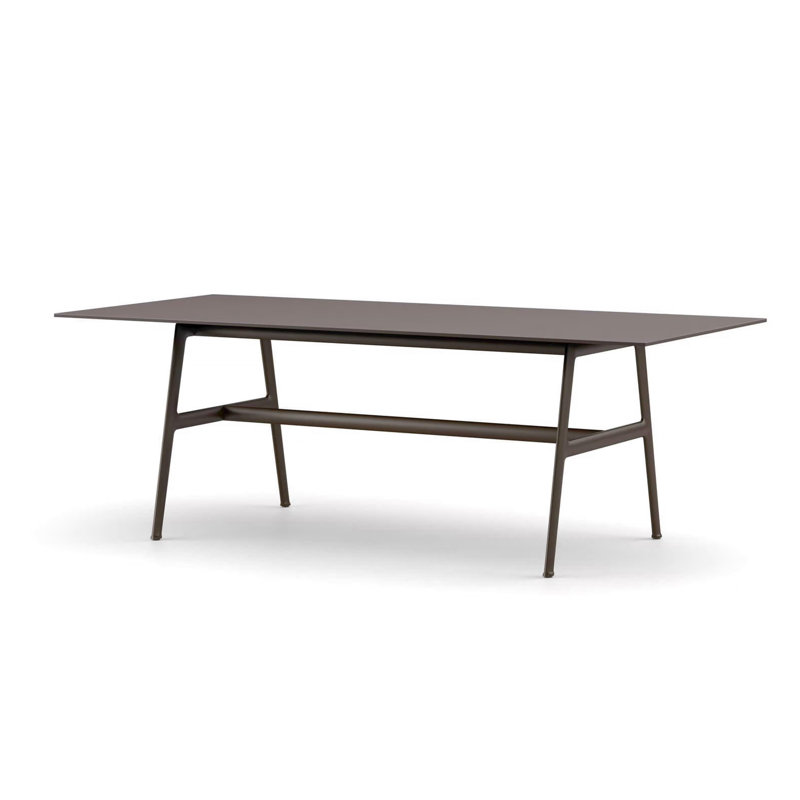 Seax Outdoor Teak Dining Table, Gray, Black Pepper