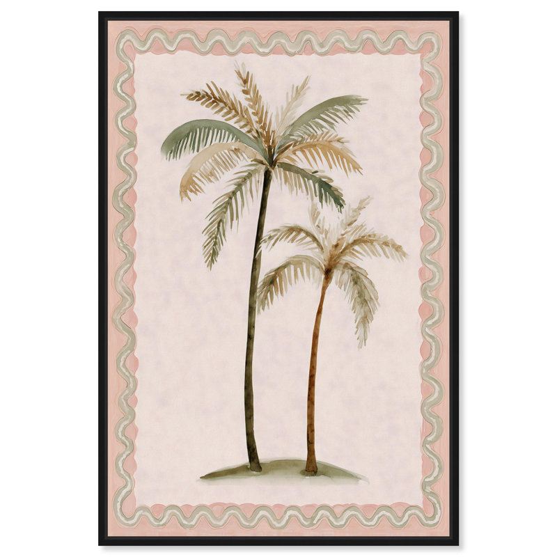 «Watercolor Palms III», impression sur toile, art bohème côtier par Art Remedy, cadre noir, 10 x 15, H 16 po x l 11 po